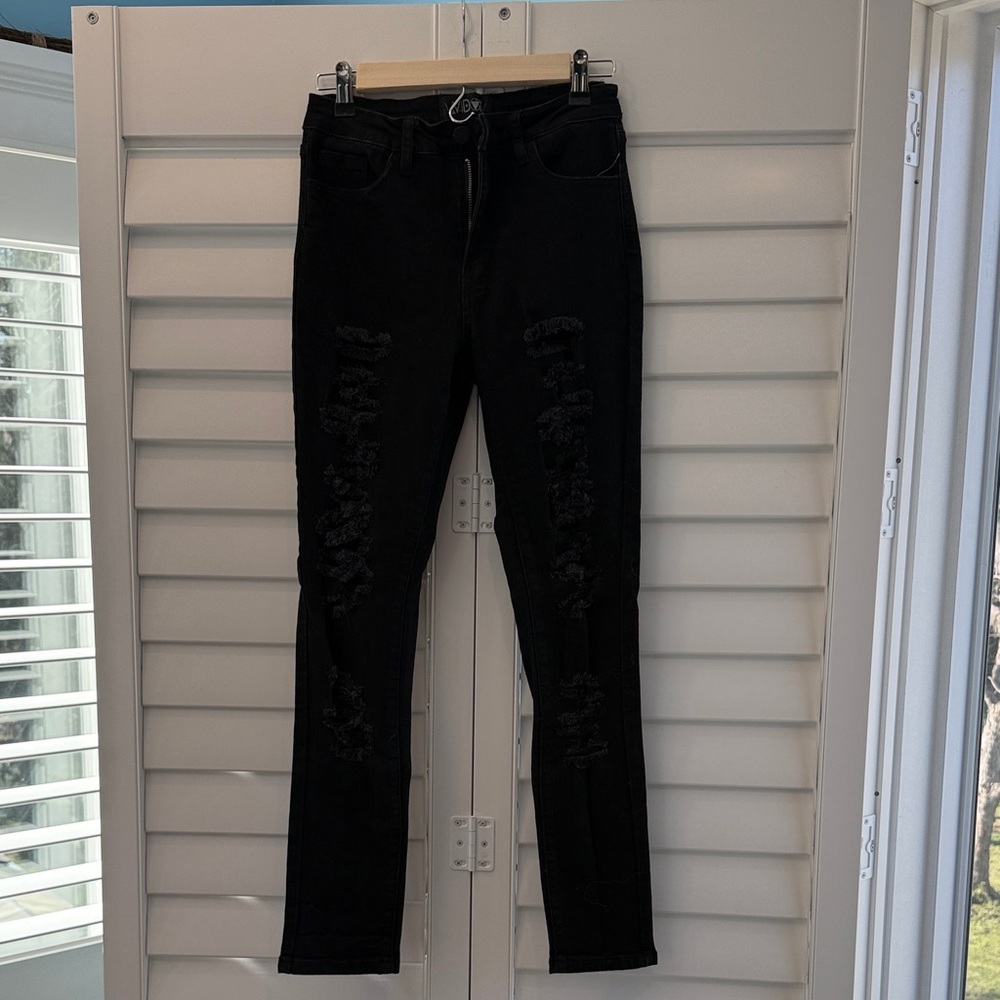 Dolls Kill Black Ripped Skinny Jeans